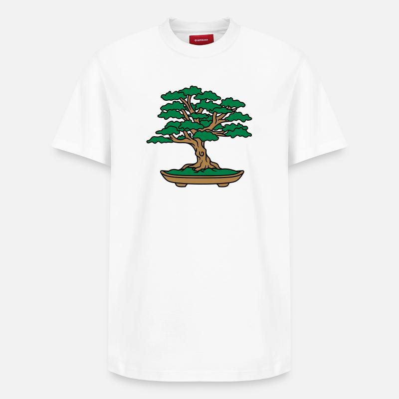 bonsaï feuilles branches petit arbre - T-shirt unisexe décontracté en coton Supima – de SPREAD - blanc