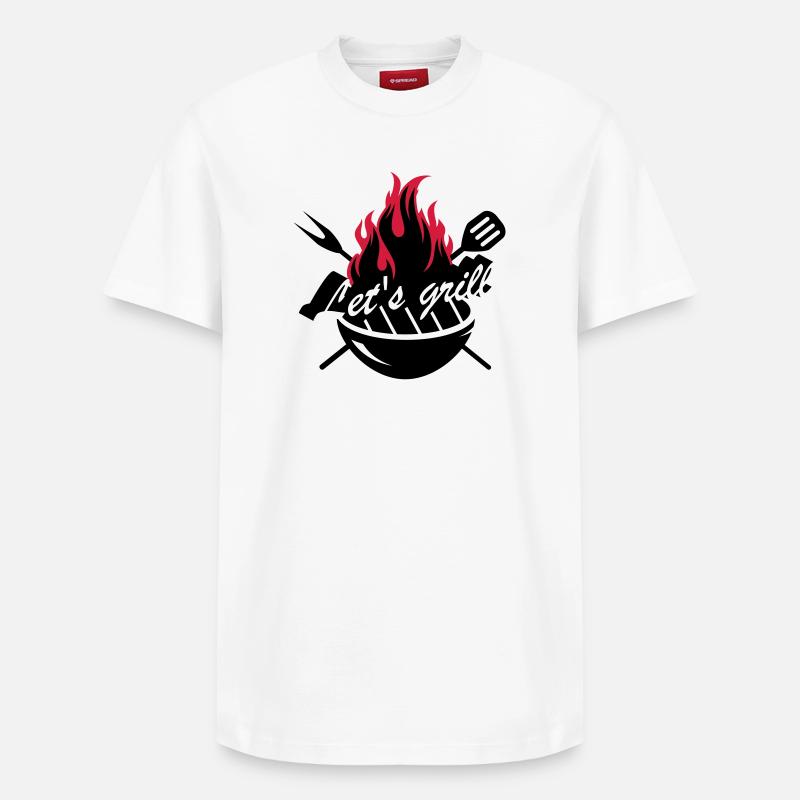 Grill mit Grillbesteck - Relaxed Unisex Supima Cotton T-Shirt – von SPREAD - Weiß