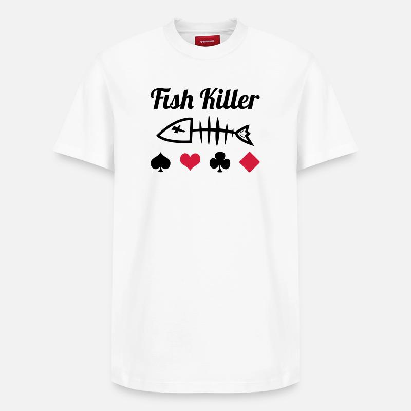 Poker : Fish Killer - Relaxed Unisex Supima Cotton T-Shirt – von SPREAD - Weiß