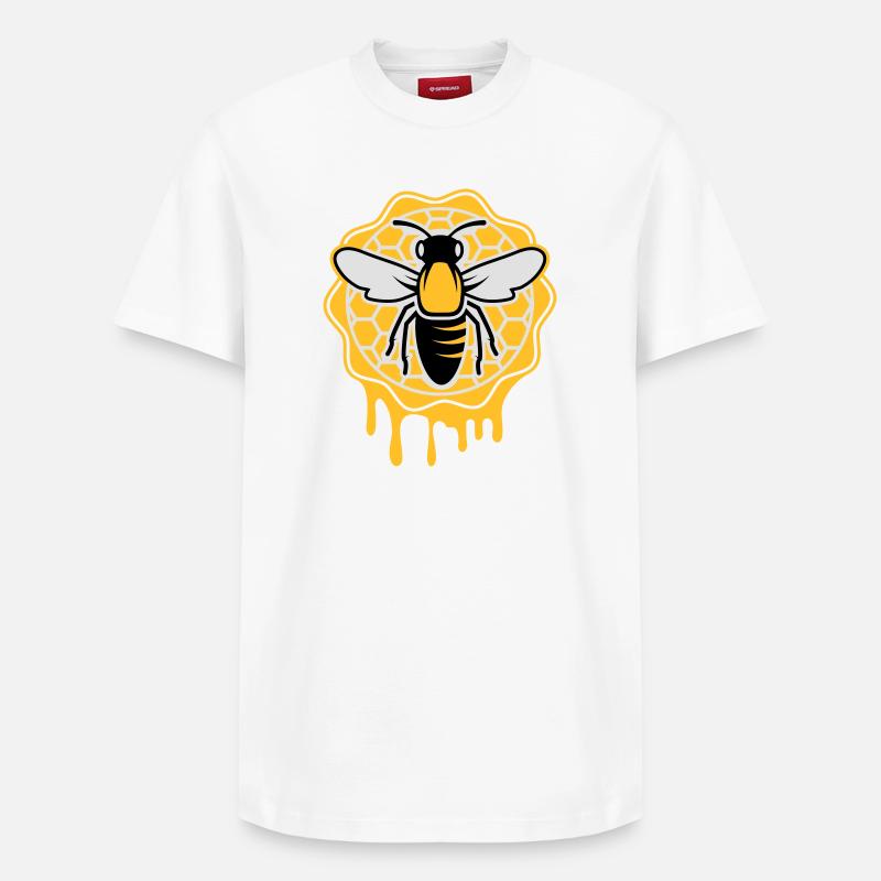 une abeille et nid d'abeille - T-shirt unisexe décontracté en coton Supima – de SPREAD - blanc