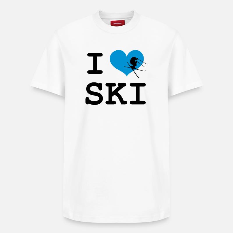 I Love Ski - T-shirt unisexe décontracté en coton Supima – de SPREAD - blanc