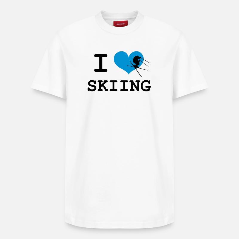 I Love Skiing - T-shirt unisexe décontracté en coton Supima – de SPREAD - blanc