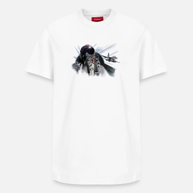 Fighter pilot - Relaxed Unisex Supima Cotton T-Shirt – von SPREAD - Weiß