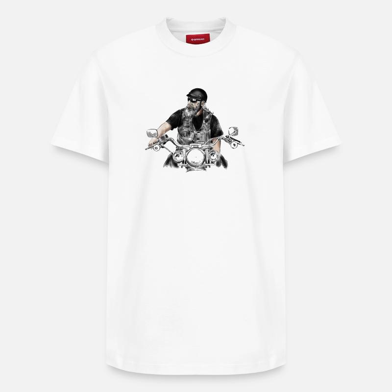 biker - T-shirt unisexe décontracté en coton Supima – de SPREAD - blanc