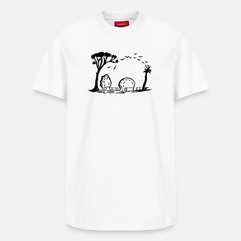 Elefant Dorf Optische Täuschung - Relaxed Unisex Supima Cotton T-Shirt – von SPREAD - Weiß