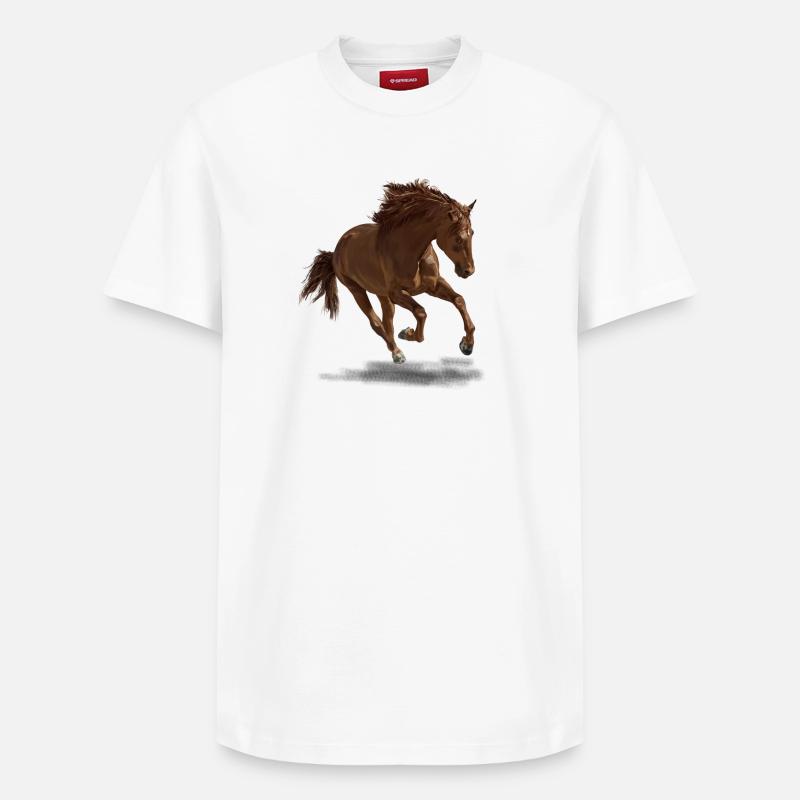 Pferd - Relaxed Unisex Supima Cotton T-Shirt – von SPREAD - Weiß