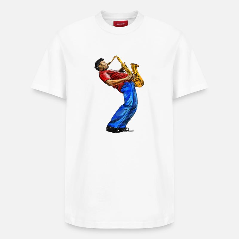 Saksofonist - T-shirt unisexe décontracté en coton Supima – de SPREAD - blanc
