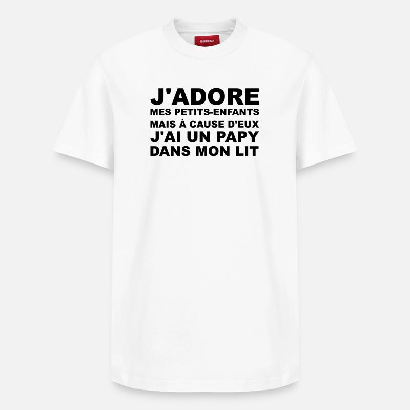Papy dans mon lit - T-shirt unisexe décontracté en coton Supima – de SPREAD - blanc
