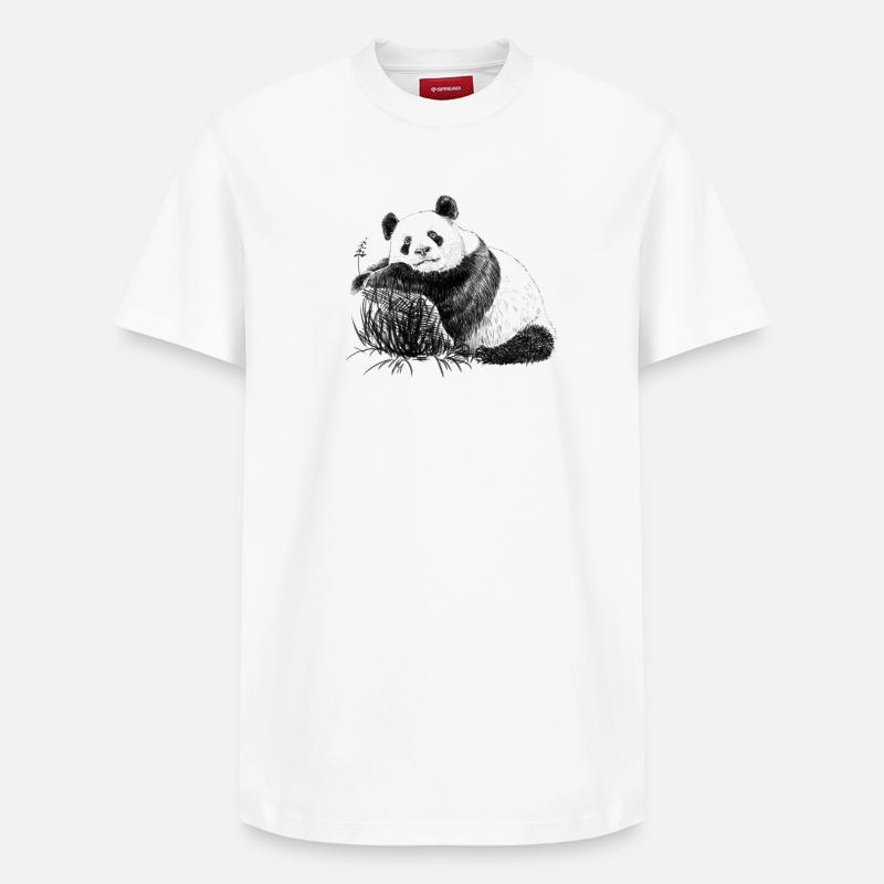 Panda - T-shirt unisexe décontracté en coton Supima – de SPREAD - blanc