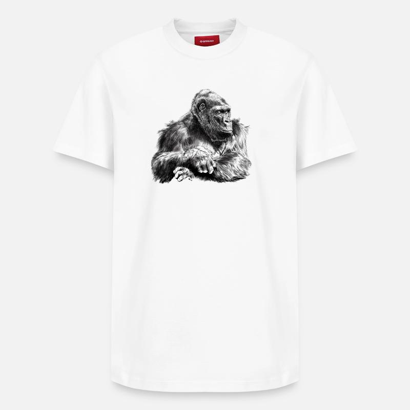 gorilla - T-shirt unisexe décontracté en coton Supima – de SPREAD - blanc