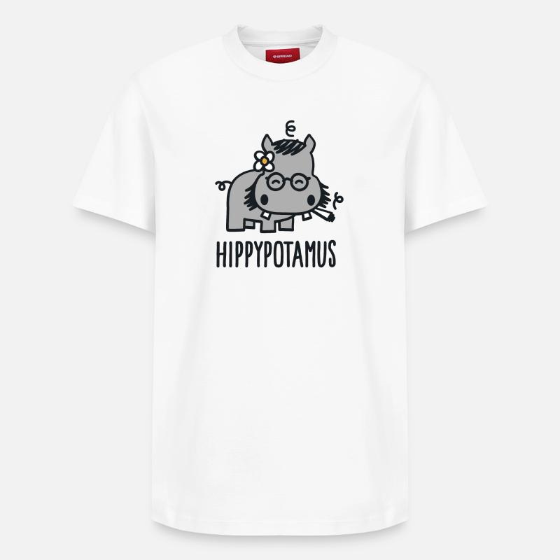 Hippypotamus - T-shirt unisexe décontracté en coton Supima – de SPREAD - blanc