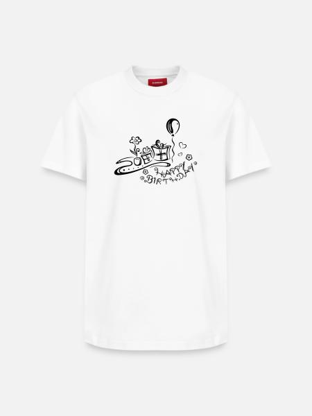 Happy Birthday motif, Congratulations - Relaxed Unisex Supima Cotton T-Shirt – by SPREAD - white