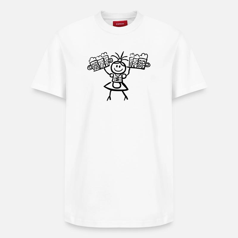 Kellnerin im Dirndl mit Biertablett - Relaxed Unisex Supima Cotton T-Shirt – von SPREAD - Weiß
