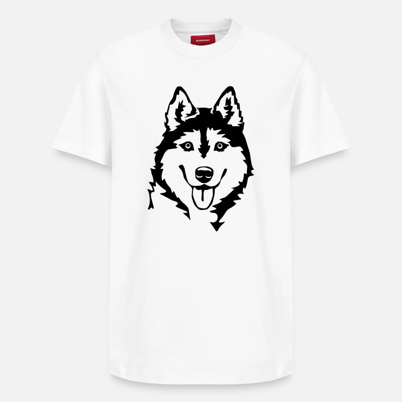 Tête de Husky - T-shirt unisexe décontracté en coton Supima – de SPREAD - blanc