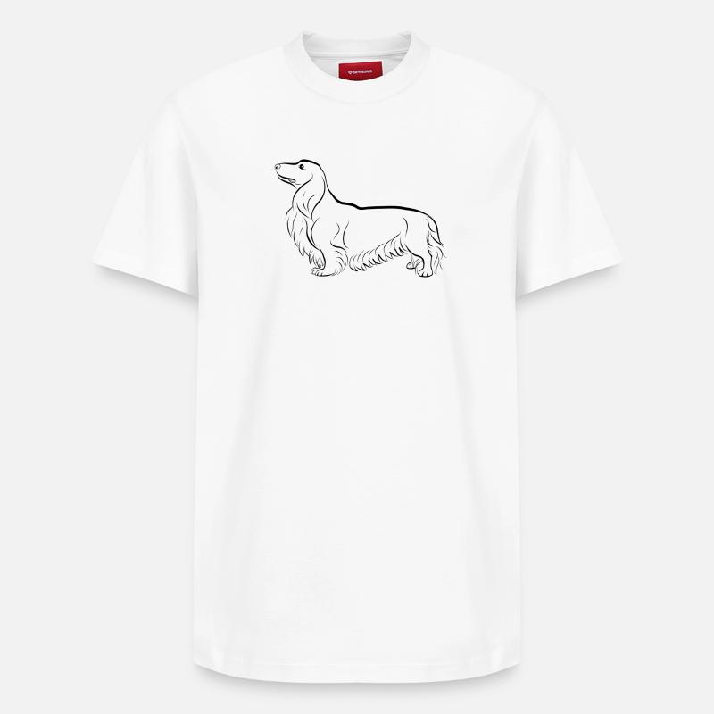 Langhaardackel - T-shirt unisexe décontracté en coton Supima – de SPREAD - blanc