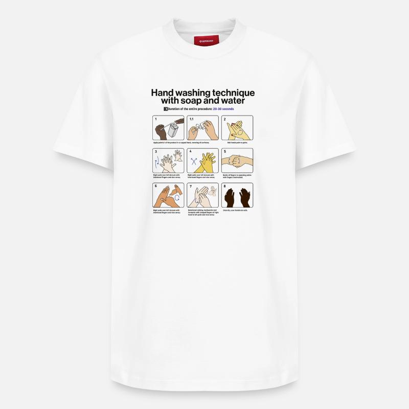 Hand Washing Instructions - T-shirt unisexe décontracté en coton Supima – de SPREAD - blanc