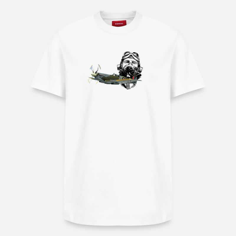 Pilot Spitfire - Relaxed Unisex Supima Cotton T-Shirt – von SPREAD - Weiß