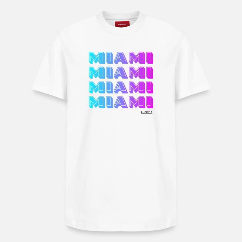 Miami Neon Gradient Pattern - Relaxed Unisex Supima Cotton T-Shirt – by SPREAD - white