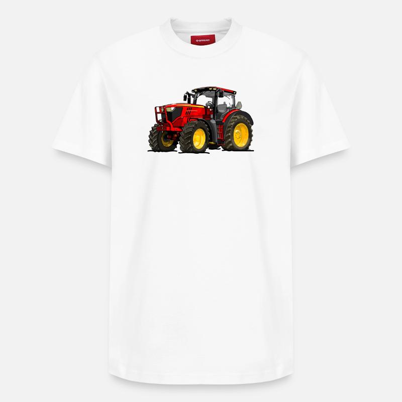 Traktor rot - Relaxed Unisex Supima Cotton T-Shirt – von SPREAD - Weiß