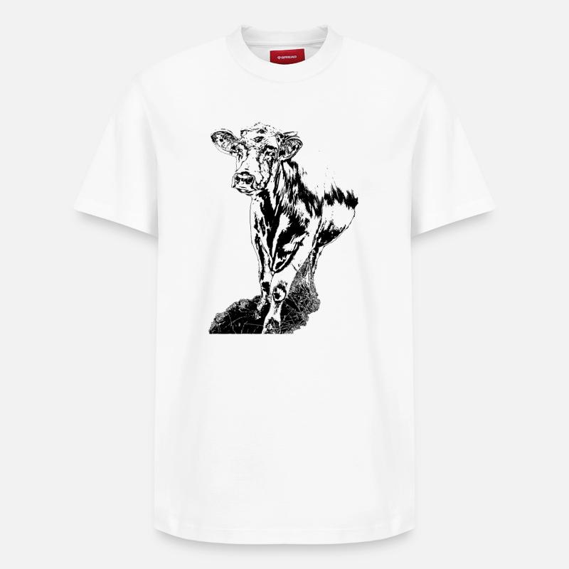 Vache Noir Blanc Bande Dessinée - T-shirt unisexe décontracté en coton Supima – de SPREAD - blanc