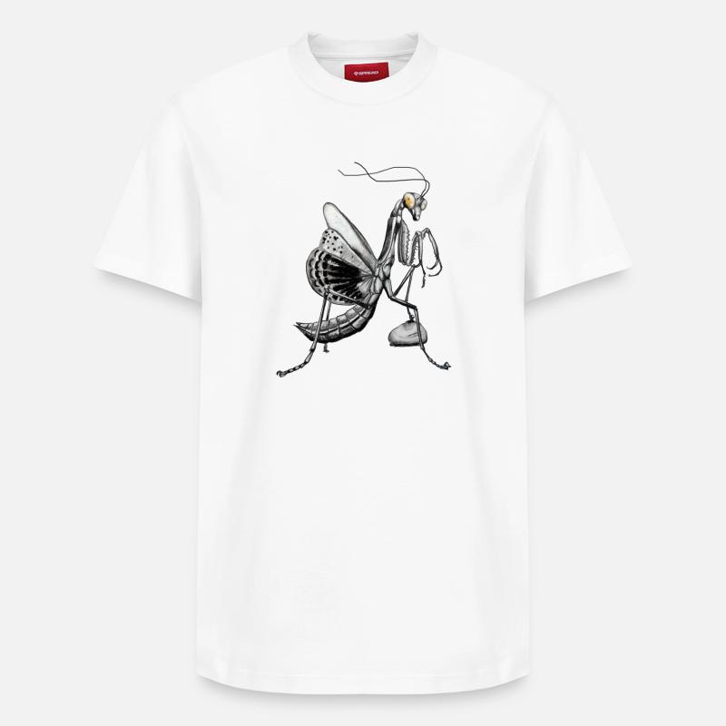 Gottesanbeterin - Relaxed Unisex Supima Cotton T-Shirt – von SPREAD - Weiß