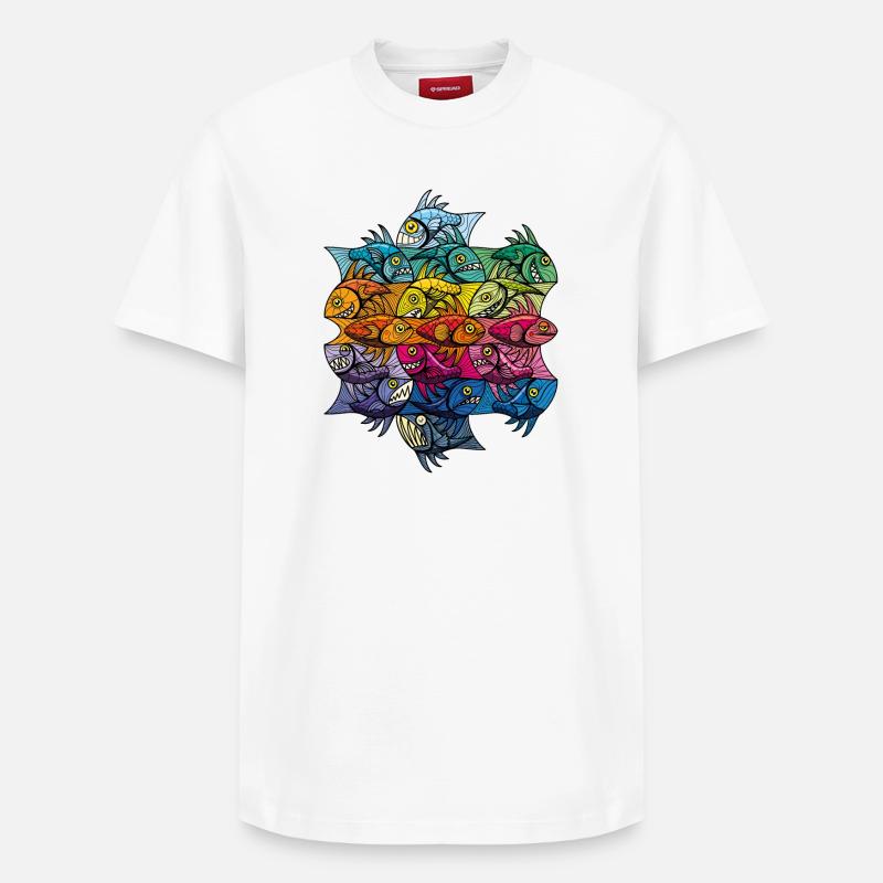Escherfish style Pattern V - Relaxed Unisex Supima Cotton T-Shirt – von SPREAD - Weiß