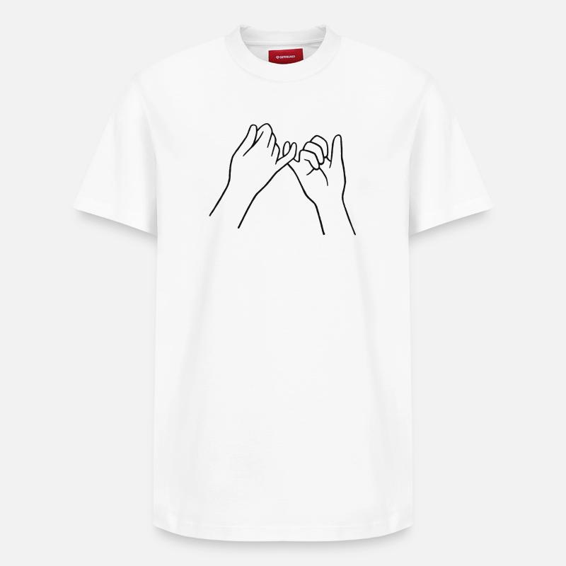 Amitiés mains hachés doigt rose - T-shirt unisexe décontracté en coton Supima – de SPREAD - blanc