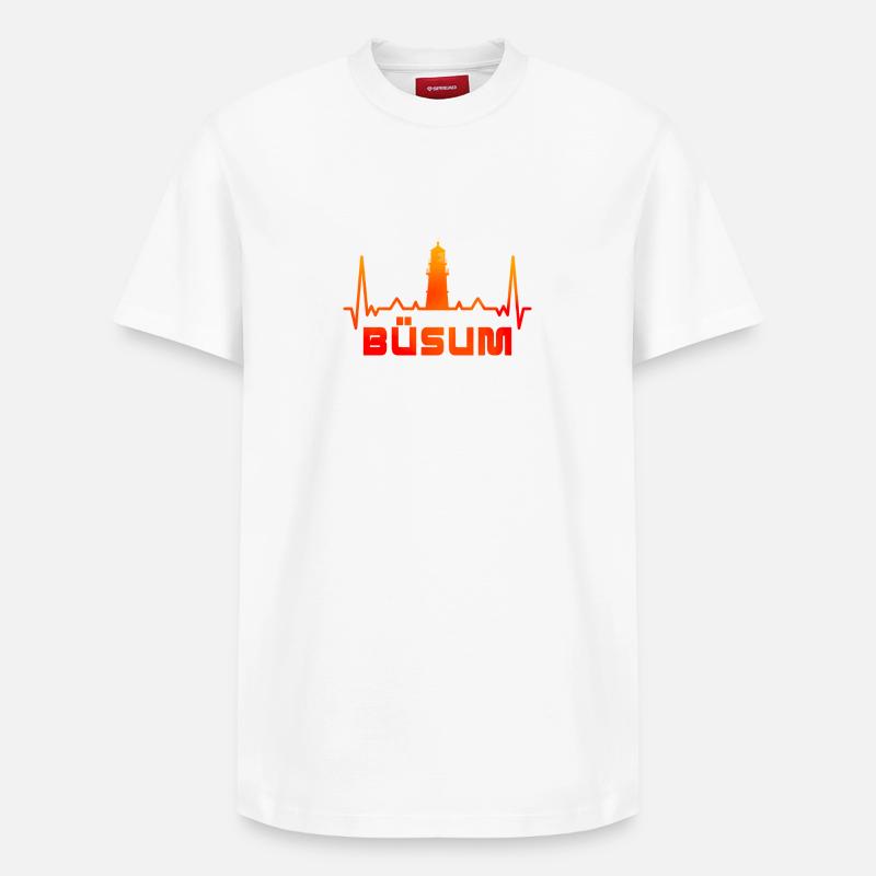 Büsum Leuchtturm Design / Geschenkidee - Relaxed Unisex Supima Cotton T-Shirt – von SPREAD - Weiß