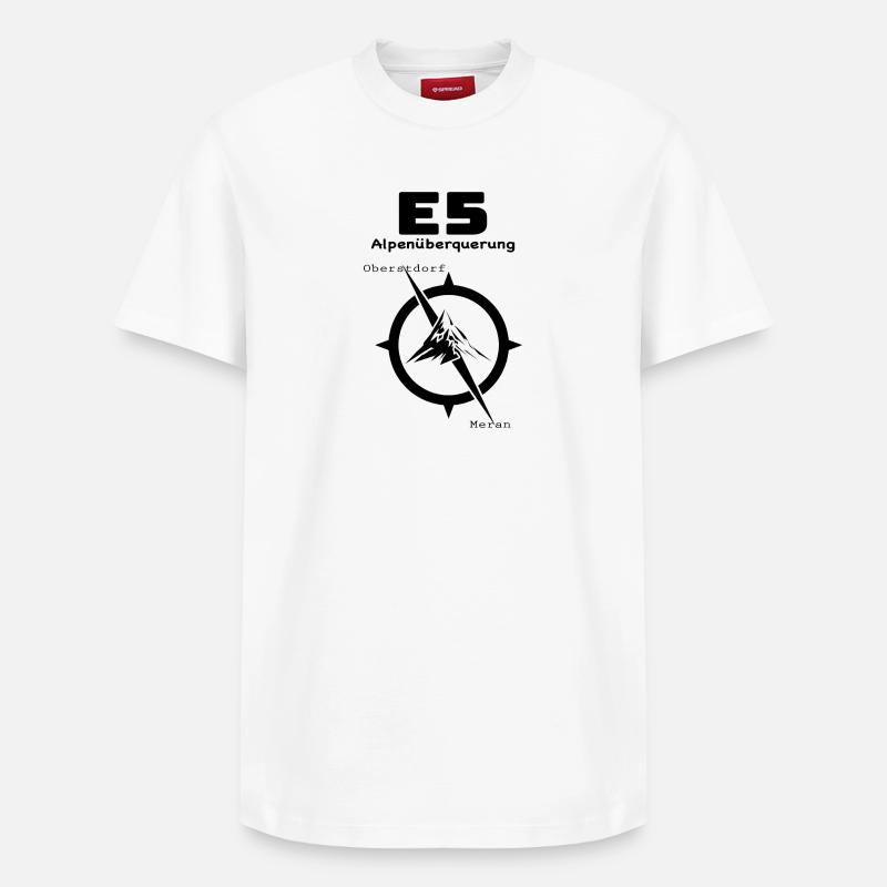 E5 Traversée des Alpes - T-shirt unisexe décontracté en coton Supima – de SPREAD - blanc