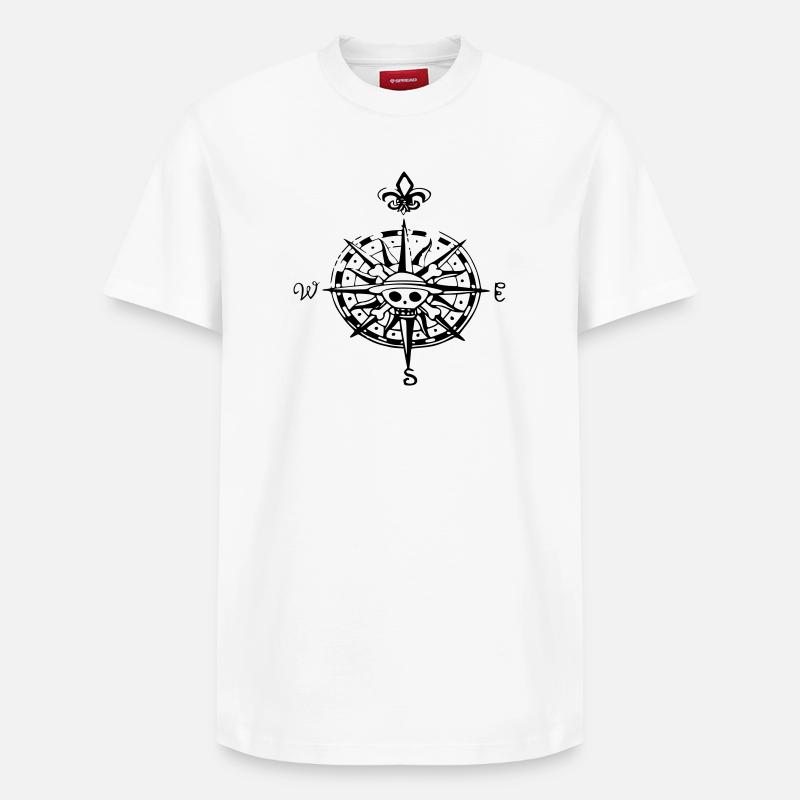 op compas Kompass - Relaxed Unisex Supima Cotton T-Shirt – von SPREAD - Weiß