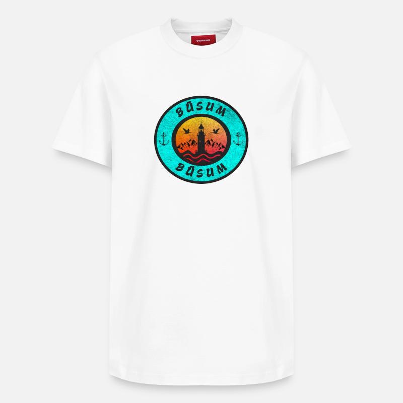 Büsum Leuchtturm Design / Geschenkidee - Relaxed Unisex Supima Cotton T-Shirt – von SPREAD - Weiß