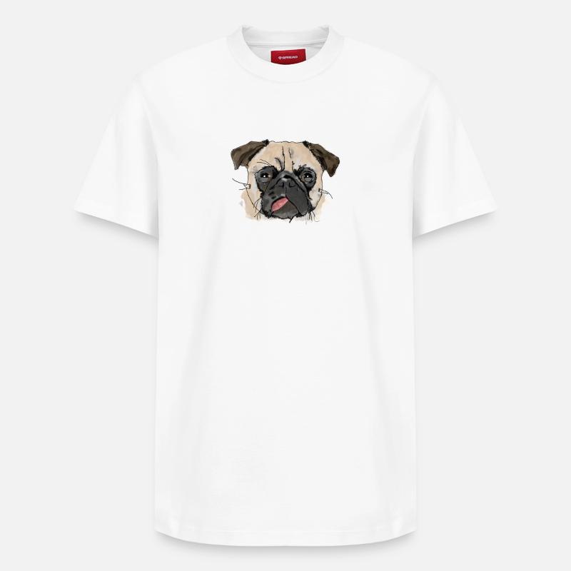 Mops - Relaxed Unisex Supima Cotton T-Shirt – von SPREAD - Weiß