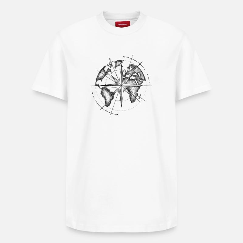 Map monde  - T-shirt unisexe décontracté en coton Supima – de SPREAD - blanc