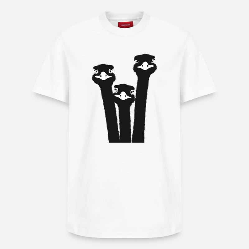 Nandu, tête d’autruche, émeu, autruche - T-shirt unisexe décontracté en coton Supima – de SPREAD - blanc
