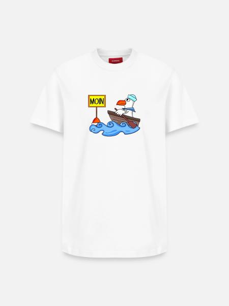 Moin Seemann Möwe Seemöwe Boot - Relaxed Unisex Supima Cotton T-Shirt – von SPREAD - Weiß