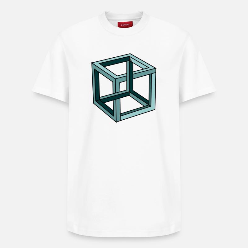 Escher Impossible Cube - Relaxed Unisex Supima Cotton T-Shirt – von SPREAD - Weiß