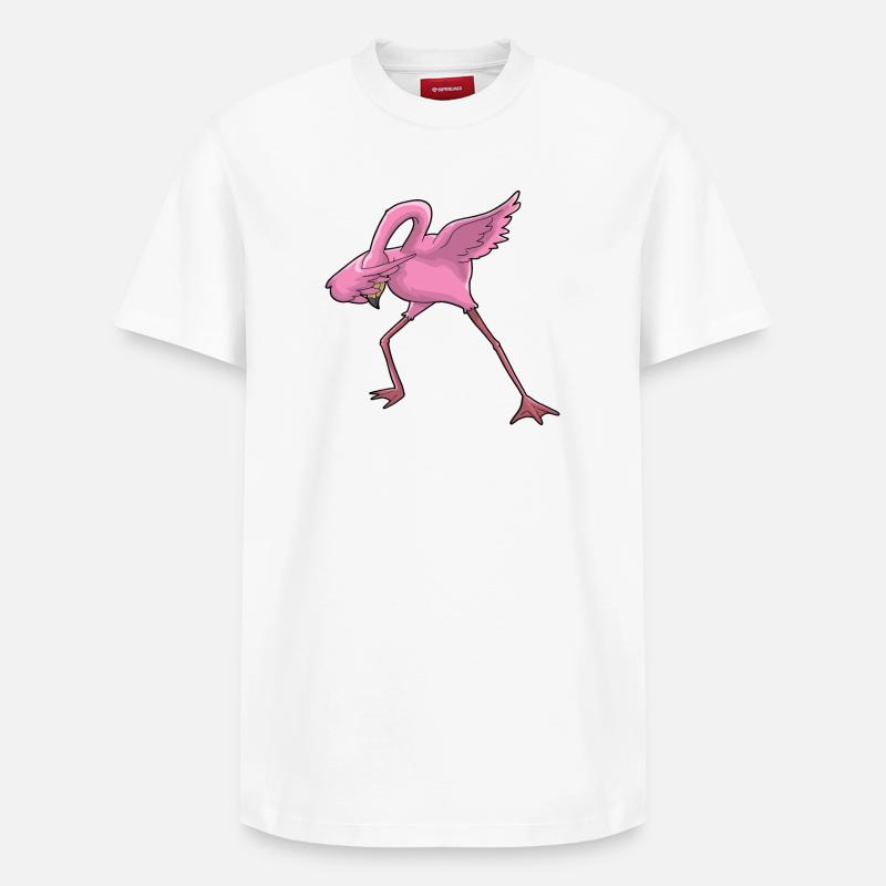 Dabbing flamant rose - T-shirt unisexe décontracté en coton Supima – de SPREAD - blanc