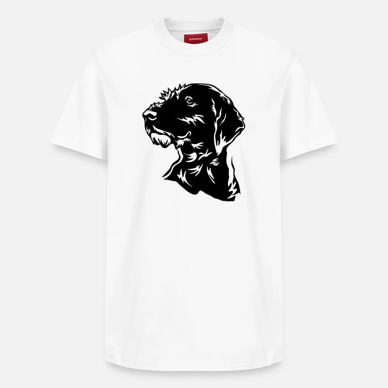 German Wirehaired Head - Relaxed Unisex Supima Cotton T-Shirt – by SPREAD - white
