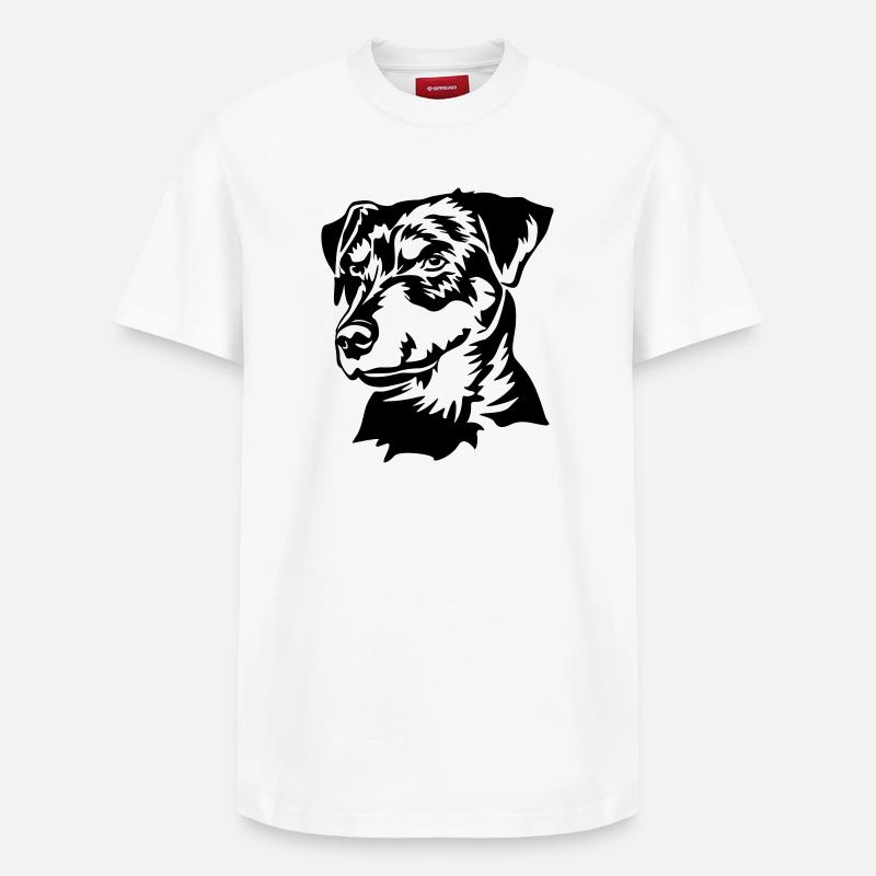 Deutscher Jagdterrier Kopf - Relaxed Unisex Supima Cotton T-Shirt – von SPREAD - Weiß