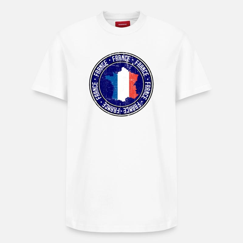 Emblème du drapeau français - T-shirt unisexe décontracté en coton Supima – de SPREAD - blanc