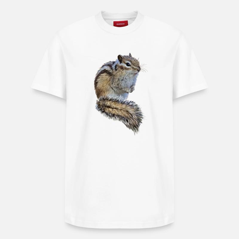 Des écureuils rayé - T-shirt unisexe décontracté en coton Supima – de SPREAD - blanc