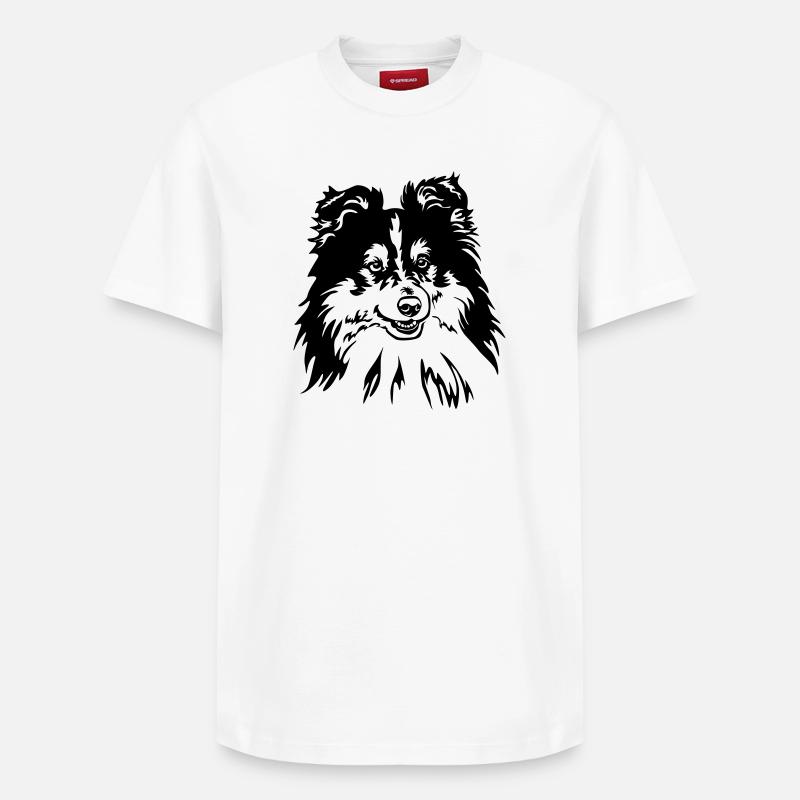 Sheltie Kopf - T-shirt unisexe décontracté en coton Supima – de SPREAD - blanc