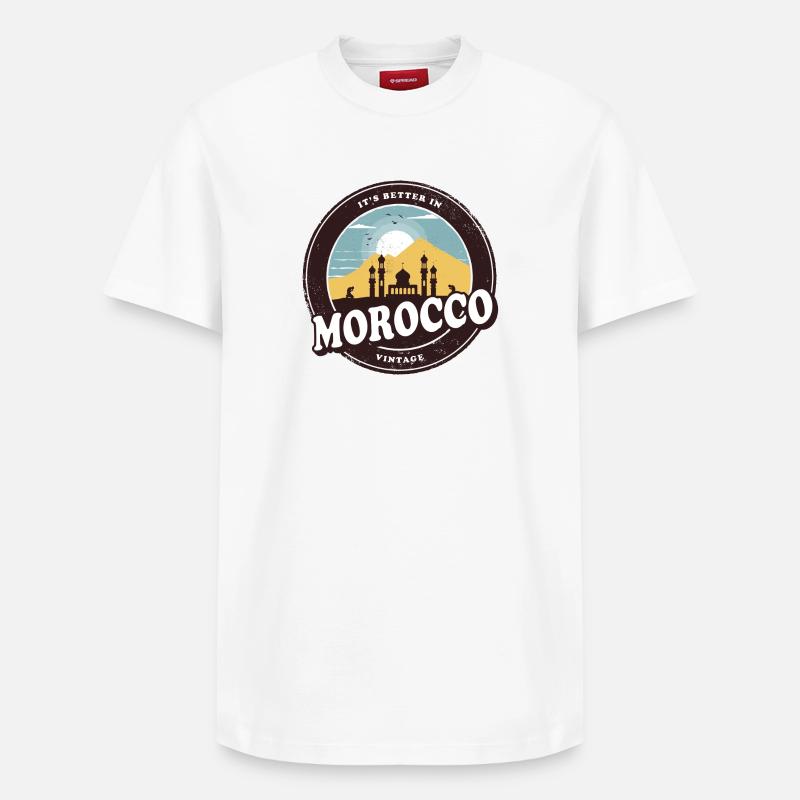 Maroc Vintage Mosquée Design - T-shirt unisexe décontracté en coton Supima – de SPREAD - blanc