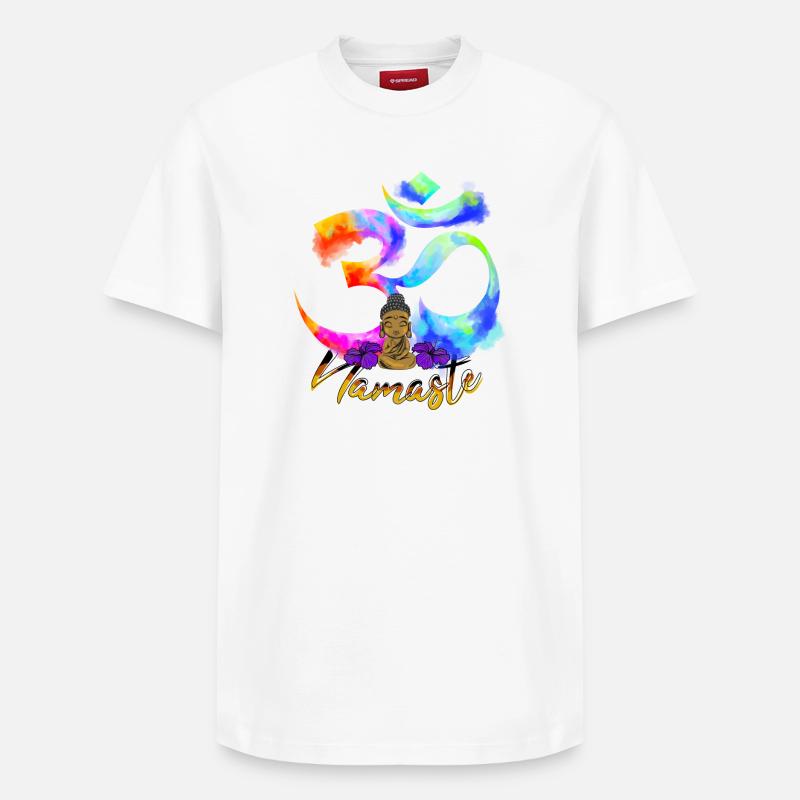 Namaste Arc Iris Bouddha - T-shirt unisexe décontracté en coton Supima – de SPREAD - blanc