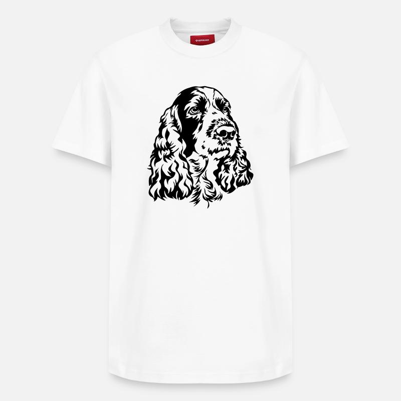 English Springer Spaniel Head - Relaxed Unisex Supima Cotton T-Shirt – by SPREAD - white