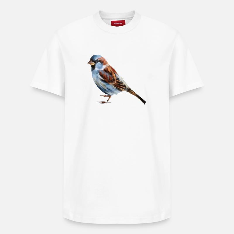 Vogel Spatz  - Relaxed Unisex Supima Cotton T-Shirt – von SPREAD - Weiß