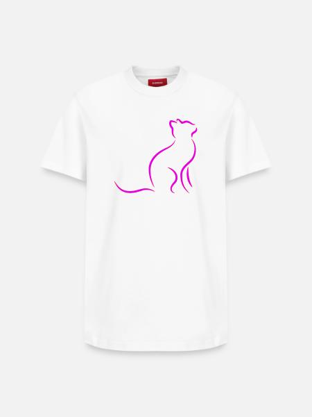 Katze - Relaxed Unisex Supima Cotton T-Shirt – von SPREAD - Weiß