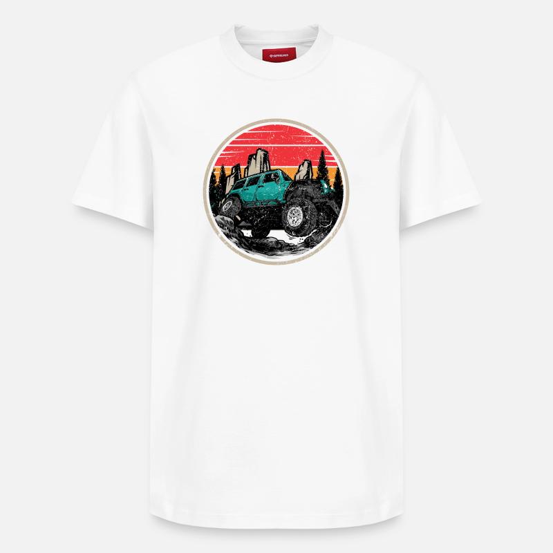 Jeep tout-terrain Sunset Trail - T-shirt unisexe décontracté en coton Supima – de SPREAD - blanc