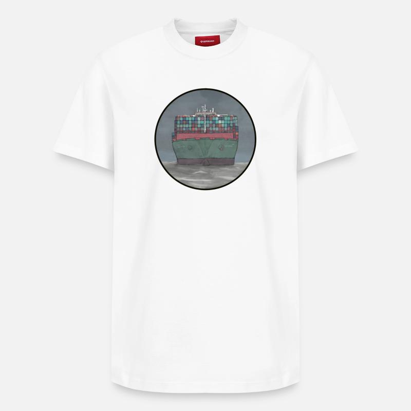 Bateau à conteneurs - T-shirt unisexe décontracté en coton Supima – de SPREAD - blanc
