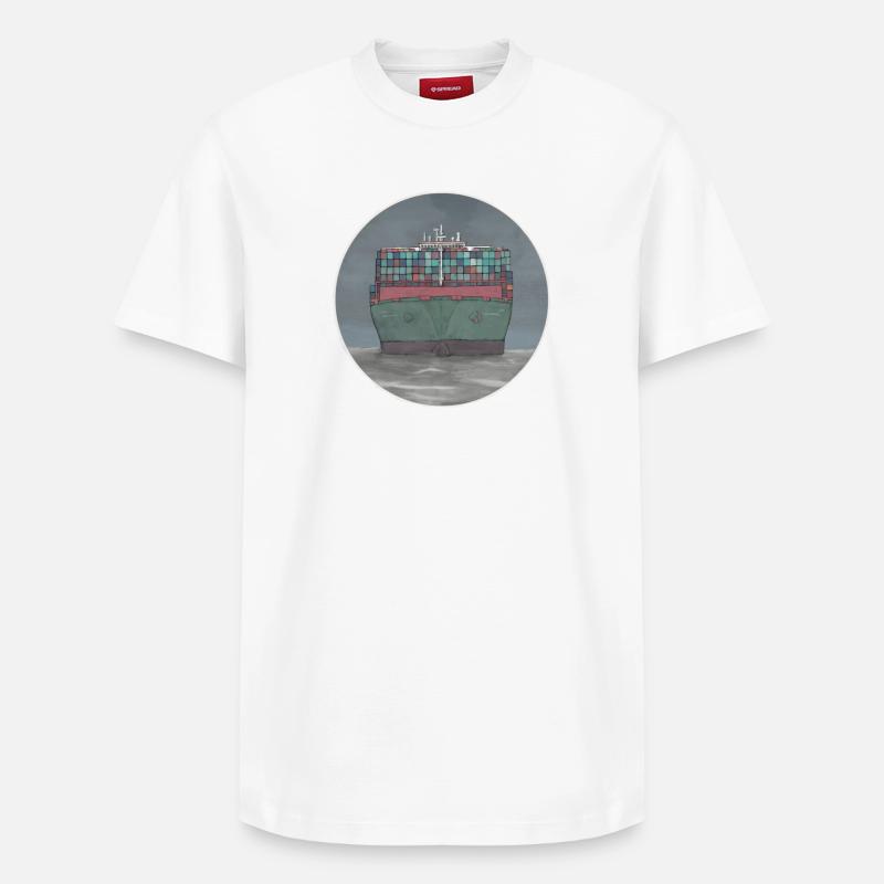Containerschiff - Relaxed Unisex Supima Cotton T-Shirt – von SPREAD - Weiß